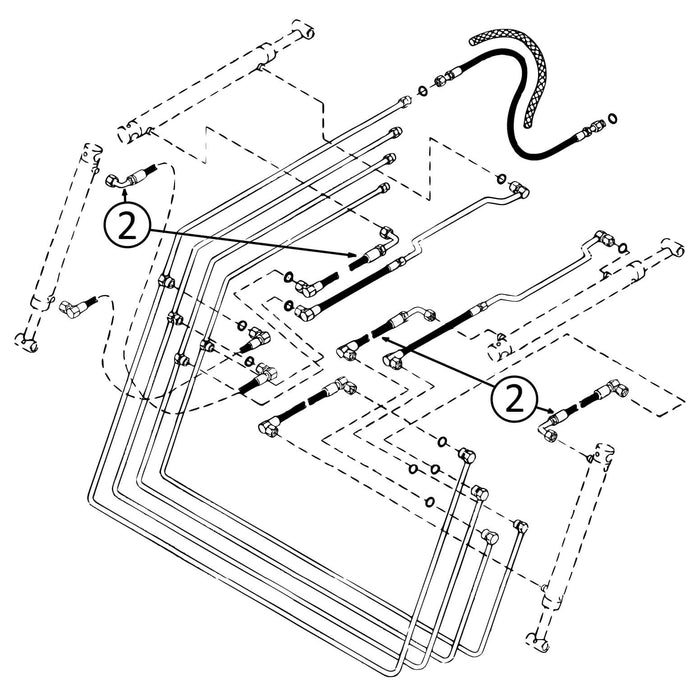 John Deere 510 & 512 Hose - to Loader Lift & Tilt Cylinders - Bore Ends - 2 | HW Part Store