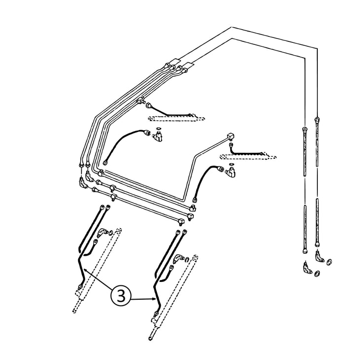 John Deere 540A Hose - to Loader Bucket Tilt Cylinders - Rod Ends - 3 | HW Part Store