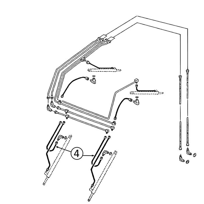 John Deere 540A Hose - to Loader Bucket Tilt Cylinders - Bore Ends - 4 | HW Part Store