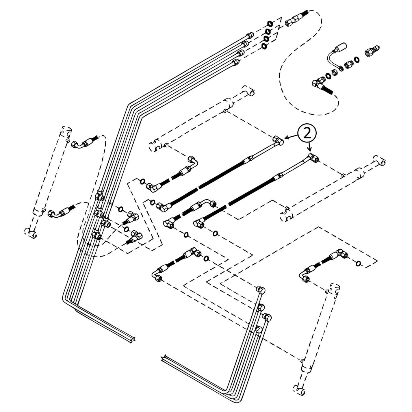 John Deere 300, 300X, 300CX Loader Lift Hydraulic Hose HW Part Store
