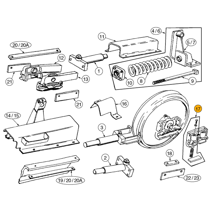 Case 850D, 850E, 850G, 855D, 855E Idler Wear Kit - 17 | HW Part Store