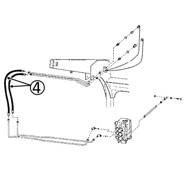 Bobcat 741, 742, & 743 Hose - At Arm Pivot, In Auxiliary Circuit -