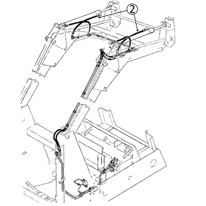 Case 1845 & 1845B Hydraulic Hose - Loader Bucket Cylinder - Rod End -