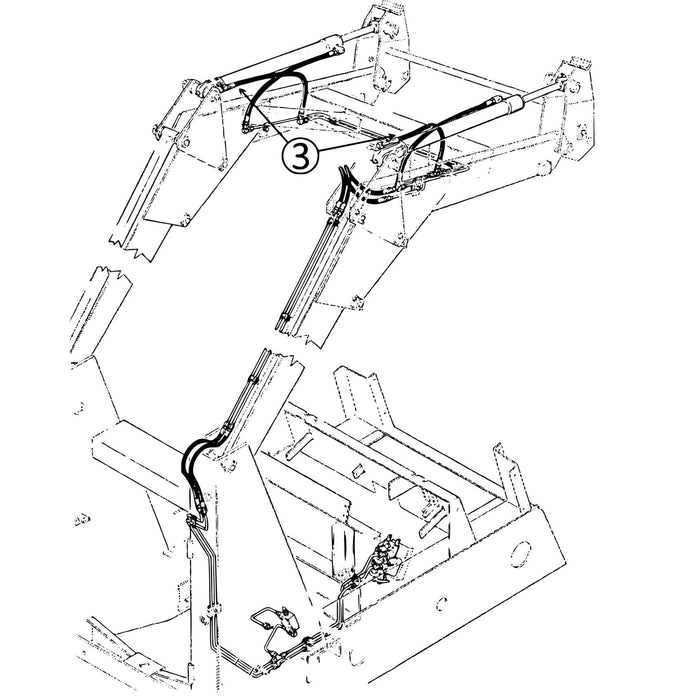 Case 1845 & 1845B Hydraulic Hose - Loader Bucket Cylinder - Bore End -