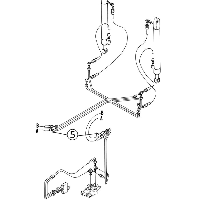 Case 1845C Hose - Loader Bucket Tilt - from Control Valve to Rod End Circuit -