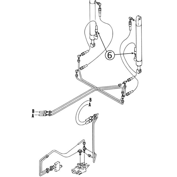 Case 1845C Hose - to Loader Bucket Tilt Cylinders, Rod End -