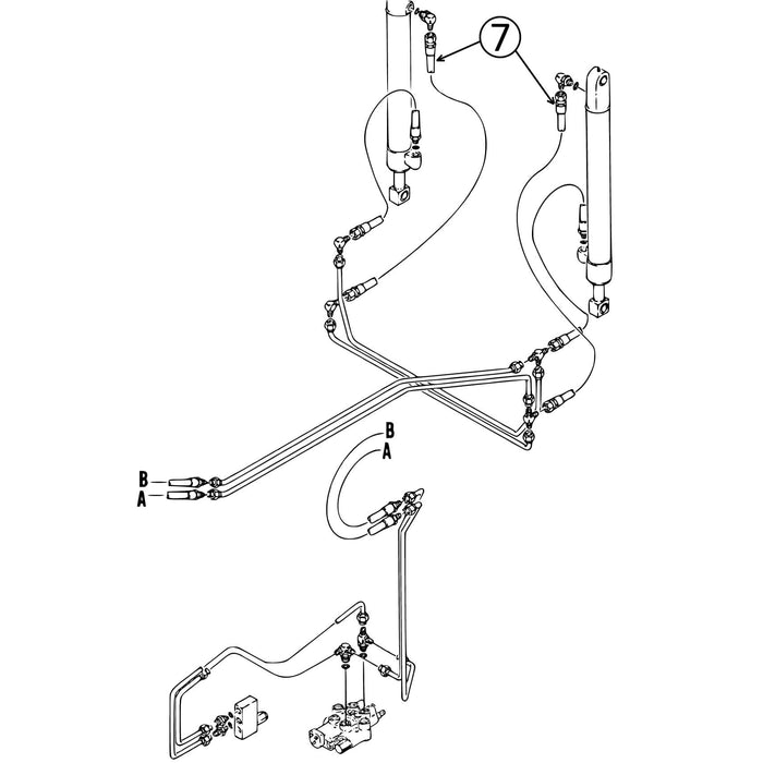 Case 1845C Hose - to Loader Bucket Tilt Cylinders, Bore End -