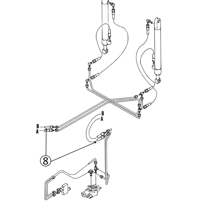 Case 1845C Hose - Loader Bucket Tilt - from Control Valve to Bore End Circuit -