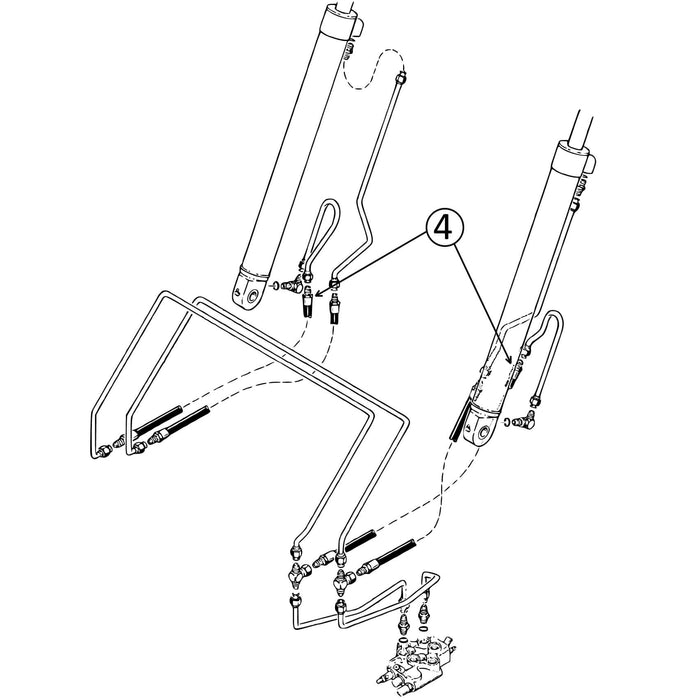 Case 1845C Hose - to Loader Lift Cylinders, Bore End - s/n: JAF0041368 - Up -