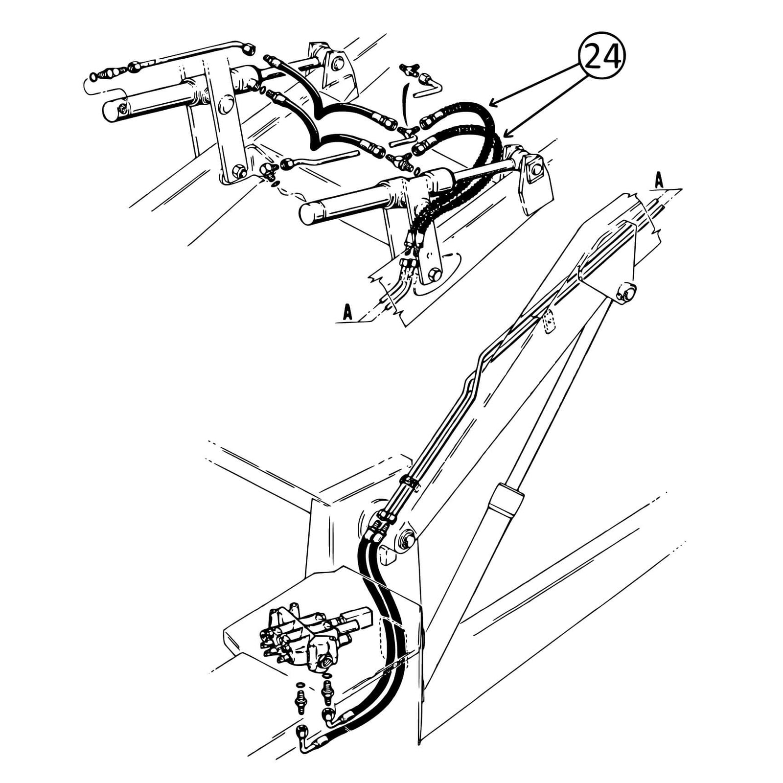 Case 580C Hose from Lines to Loader Tilt Cylinders HW Part Store