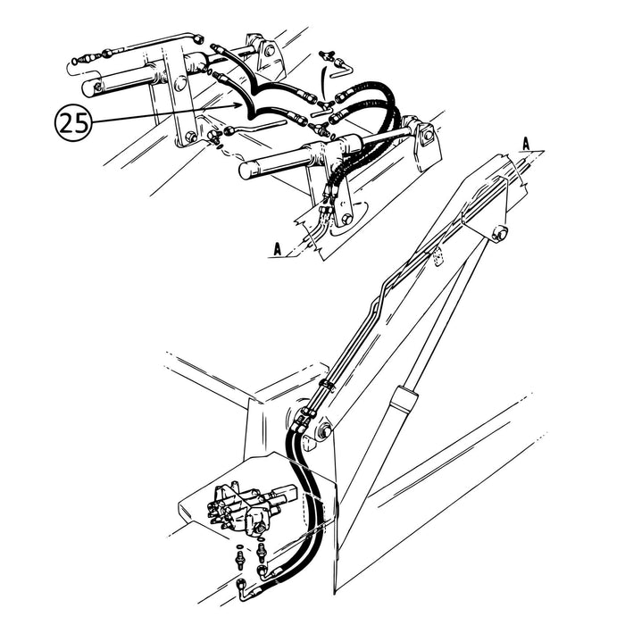 Case 580C Hose - to Rod End of L/H Loader Tilt Cylinder -