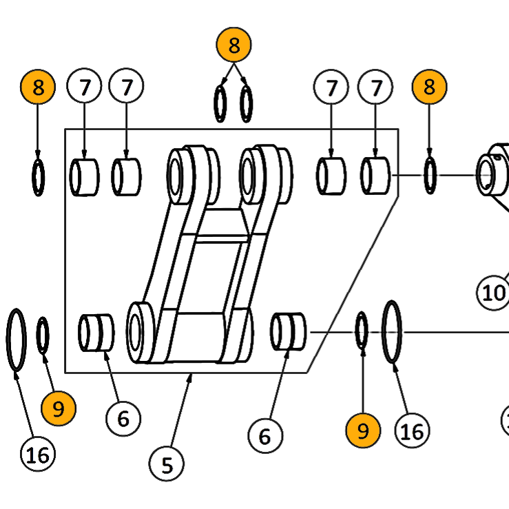 Hitachi ZX230, ZX240, ZX240-3 Bucket Link Parts | HW Part Store
