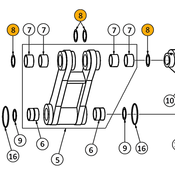 Cat 320D L & 320E L Excavator - Seal - H-Link Top - 8 | HW Part Store