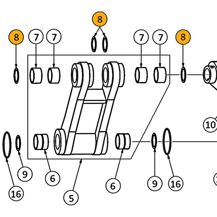 Cat 312 & 312B Excavator - Seal - H-Link Top - 8 | HW Part Store