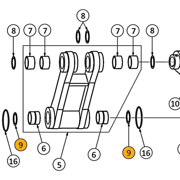 Cat 329D & 329D L Excavator - Seal - H-Link Bottom - 9 | HW Part Store