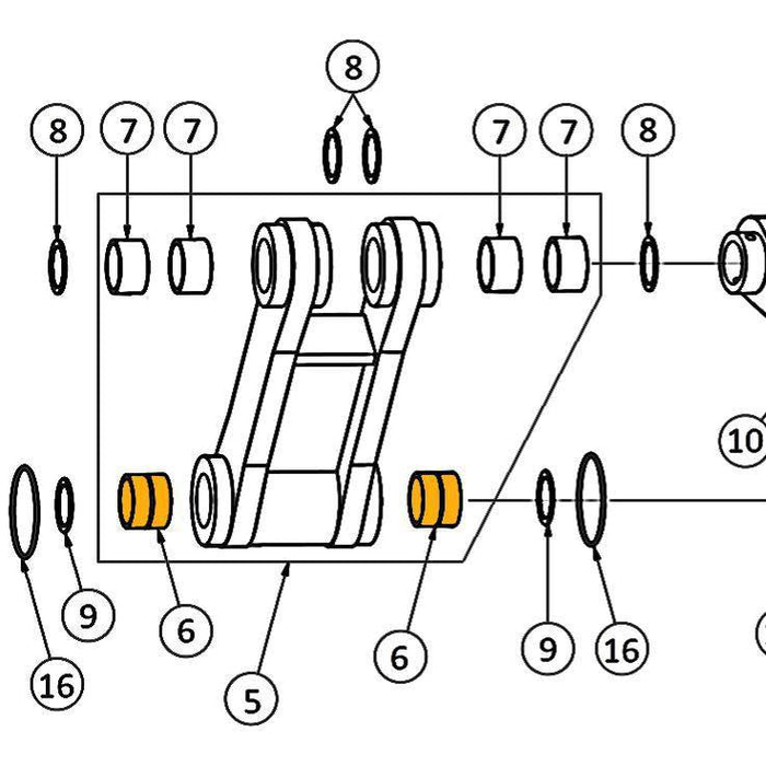 John Deere 180G LC, 200C LC, 200D LC, 225C LC, 225D LC Bushing - At H-Link to Bucket - 6 | HW Part Store