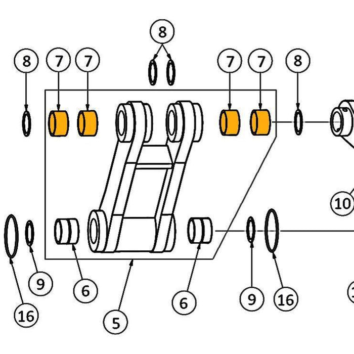 John Deere 450C LC, 450D LC, 470G LC Bushing - At H-Link to Link - 7 | HW Part Store